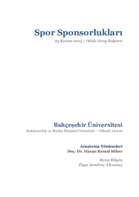 Spor Sponsorlukları ve Etkinlik Yönetimi